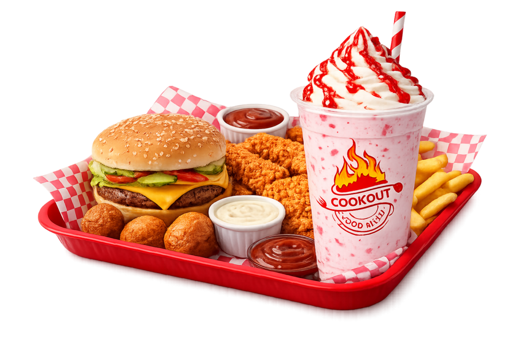 cookout combo tray main side and drink meal price